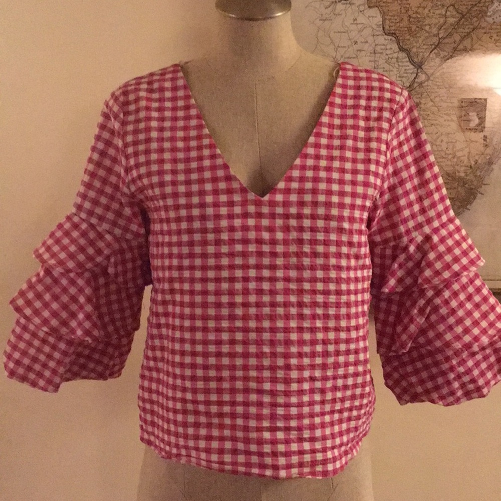 Zara Pink Gingham Top